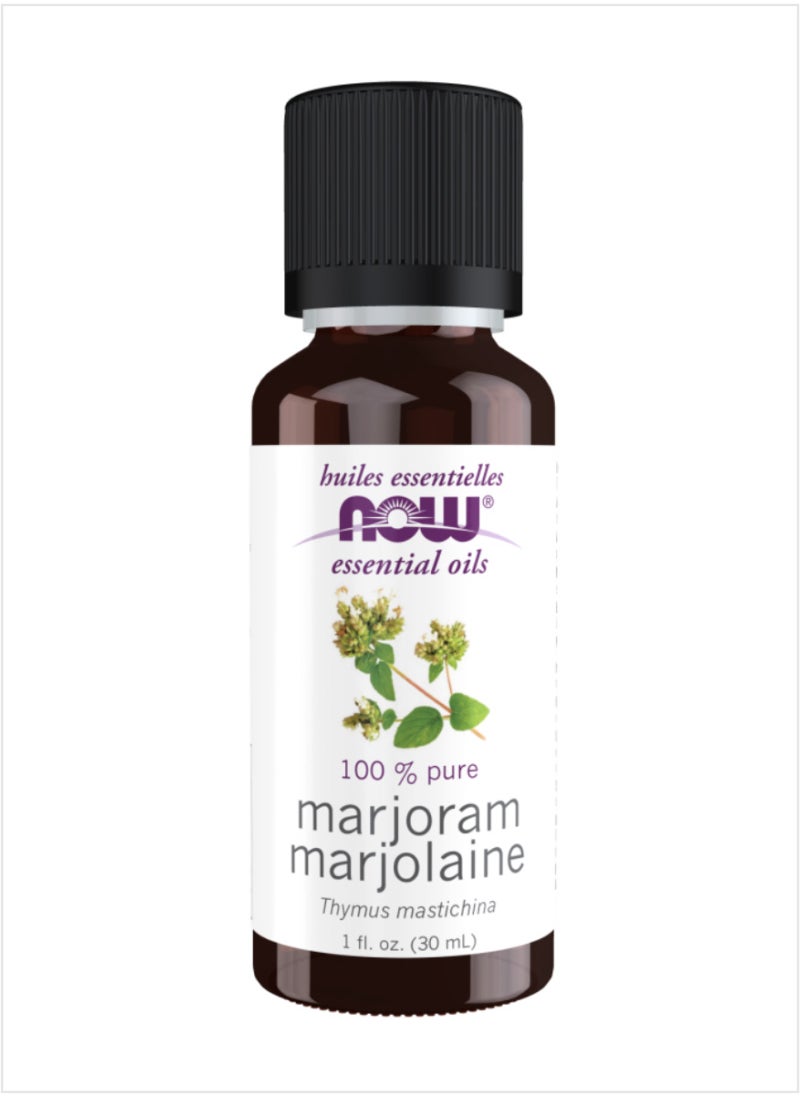 now - NOW 100% Pure Marjoram Essential Oil - Calming Herbaceous Aroma, 30ml - Image 1