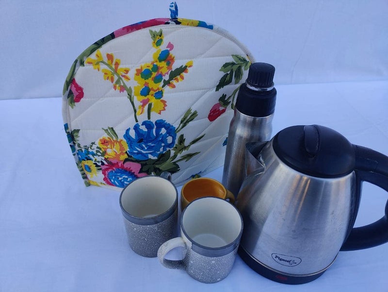 Malan Bai Mandala Tea Cozy Cover White Hand Block Winter Tea Cozy Cotton Tea Kettle Warmer Pot Cover Hot Coffee Cover Handamde Kitchen Décor Brand: Malan Bai (Pattern 17) - Image 3