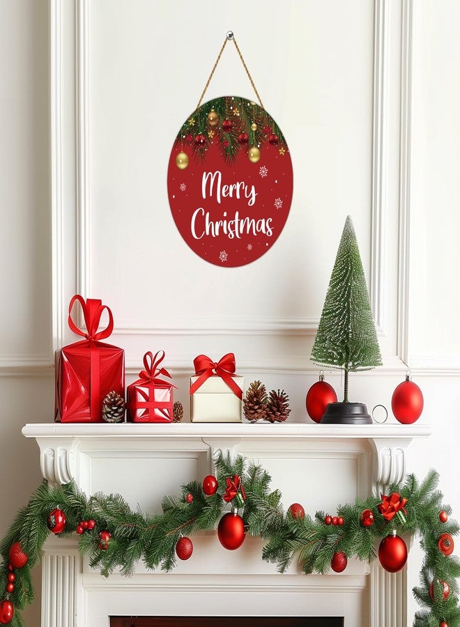 YUNKKIN Christmas Door Decorations Merry Christmas Sign Wall Decor Grass Bells Snowflakes Hanging Sign Wreath Wooden Front Door Hanger for Wall Indoor Home Decorations - Image 5