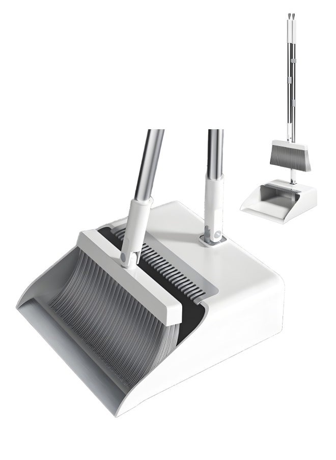 XiuWoo - Broom and Dustpan Set with Long Handle for Home Floor Use Upright Stand Up Stand Up Broom with Dustpan Combo - Image 1