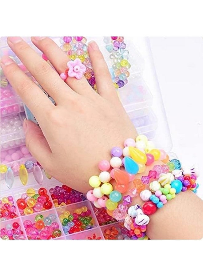 BHAVYAM self Made own DIY Bracelet Making kit for Girls with Charms Beads Pendant Elastic Strings Thread and Scissors Set Jewellery Making Materials kit Bead Set - Image 5