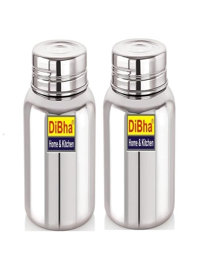 DiBha Stainless Steel Circular Design Horlicks Bottle | Jar | Storage Container with Threading Screw, Set of 2, Color- Silver (Capacity-100ml) - Image 1