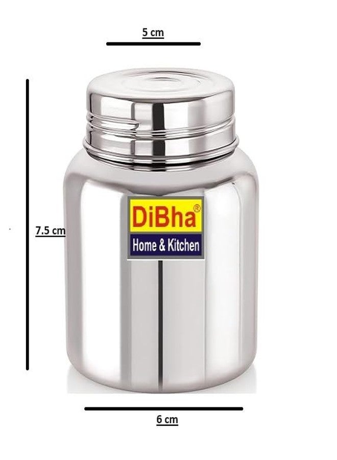 DiBha Stainless Steel Circular Design Horlicks Bottle | Jar | Storage Container with Threading Screw, Set of 2, Color- Silver (Capacity-100ml) - Image 3