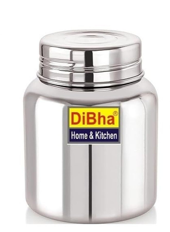 DiBha Stainless Steel Circular Design Horlicks Bottle | Jar | Storage Container with Threading Screw, Set of 2, Color- Silver (Capacity-100ml) - Image 2