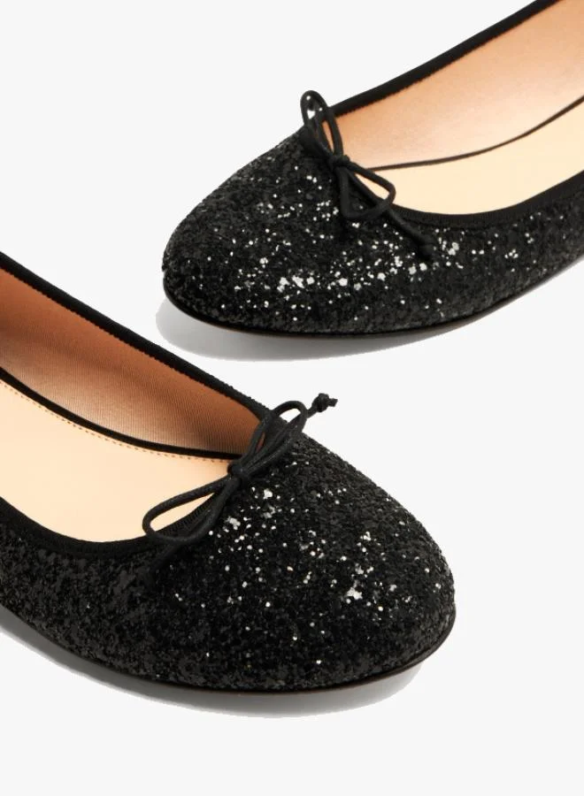 House of Ballerinas Black Glitter Ballet Flats
