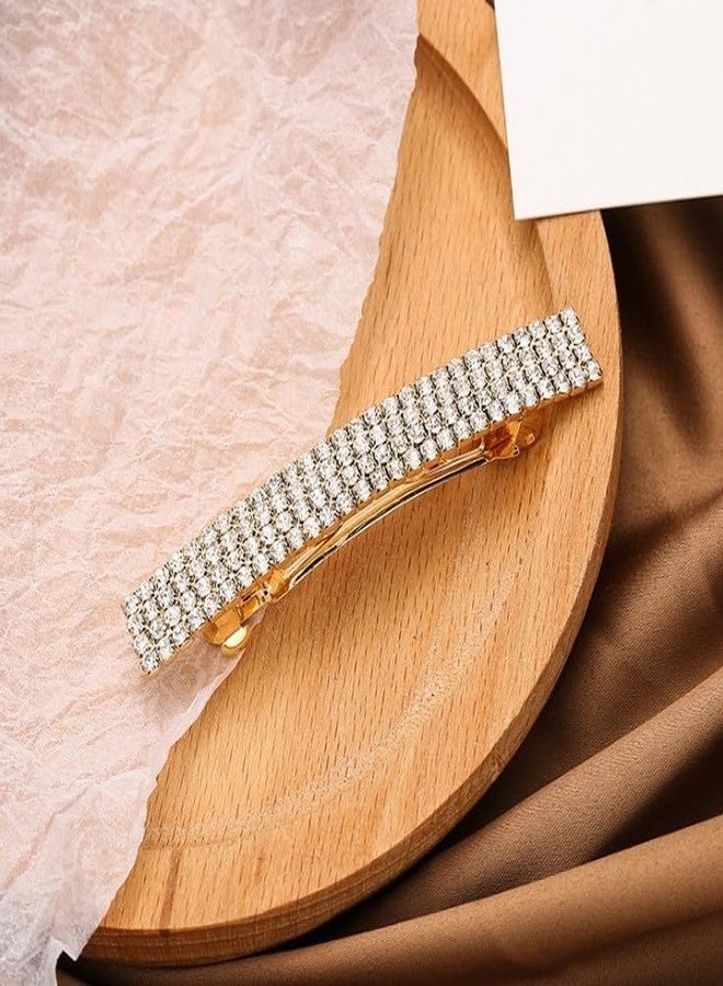 WaigN 2Pcs Silver Sparkly Rhinestone Crystal Hair Clip French Design Bridal Fashion Gorgeous Bling Hair Clips Ponytail Holder Side Clips, Clips and Barrettes, Decorations - Image 4