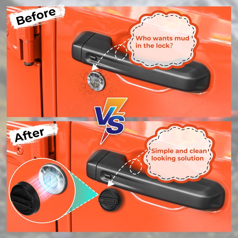 CALBEAU Strong Magnet Keyhole Covers Compatible with 2018-2026 Jeep Wrangler JL and Gladiator JT Front Door, Door Lock Covers for Keyhole Protection (Classic) - Image 2