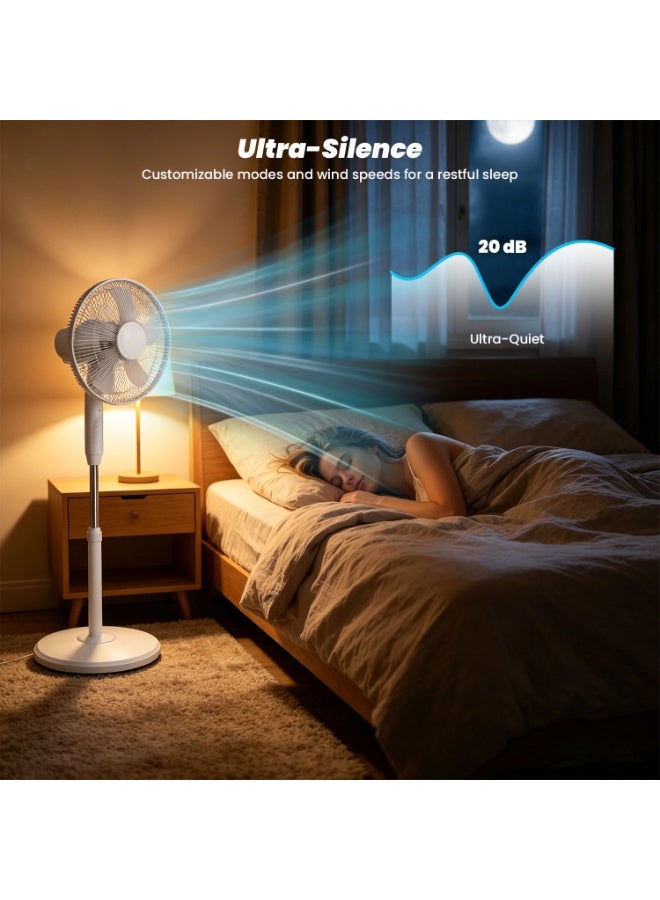 VUCATIN 16 Inch Oscillating Pedestal Fan, Adjustable Height Standing Fan with 3 Speeds, Quiet Operation Floor Fan for Bedroom Living Room Home Office with Remote Contral (White) - Image 5
