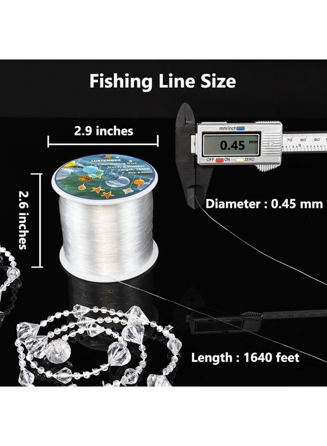 LUSTEMBER Clear Fishing Line 1640 ft, Invisible Fishing Line Nylon Cord for Hanging Balloons, Crafts, Picture Decorations, Bracelets, Necklaces, Jewelry Making Beading - Image 2