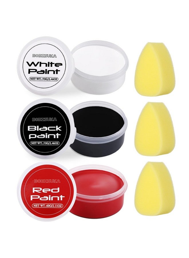 BOBISUKA White Black Red Face Body Paint with 3PCS Sponges Face Painting Kit for Adult Large Capacity Oil Based Paints Palette for Halloween Makeup Clown Joker Devil Cosplay SFX Costume Party - Image 1