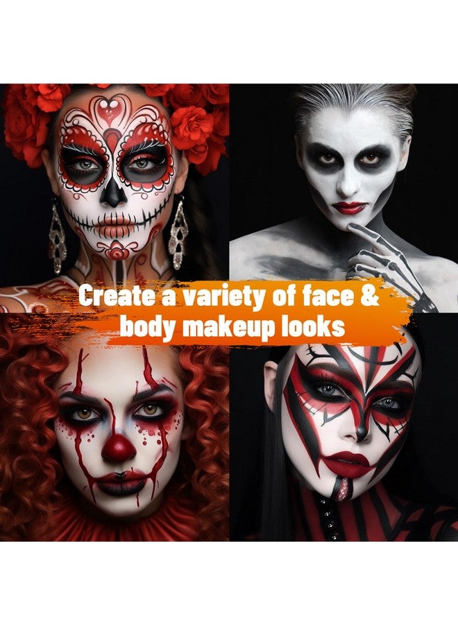 BOBISUKA White Black Red Face Body Paint with 3PCS Sponges Face Painting Kit for Adult Large Capacity Oil Based Paints Palette for Halloween Makeup Clown Joker Devil Cosplay SFX Costume Party - Image 3