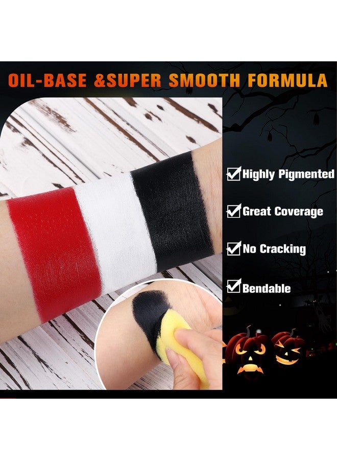 BOBISUKA White Black Red Face Body Paint with 3PCS Sponges Face Painting Kit for Adult Large Capacity Oil Based Paints Palette for Halloween Makeup Clown Joker Devil Cosplay SFX Costume Party - Image 4