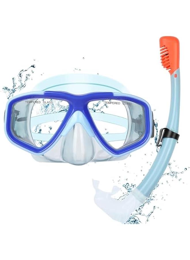 Arabest Youth Snorkel Set for Ages 7-16, Snorkeling Gear for Kids with Panoramic View Mask Anti-Fog Anti-Leak Full Dry Top Snorkel Fins Travel Bag for Swimming Diving - Image 1