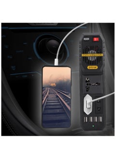BYGD 200W Power Inverter, DC 12V to AC 220V Car Power Inverter with 4 USB Port Cigarette Lighter  - Image 3