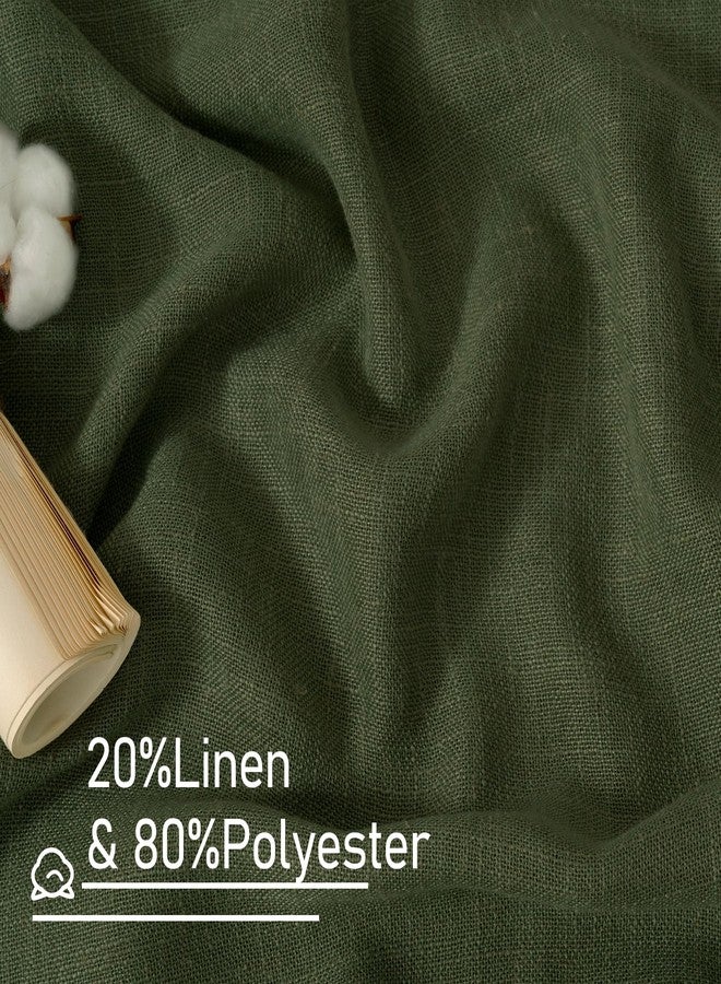 LAMIT Olive Green Linen Curtains 90 Inch for Living Room, Back Tab and Rod Pocket Linen Textured Christmas Curtains Light Filtering Drapes for Bedroom/Dining Room, Set of 2, 52 x 90 Inch - Image 3