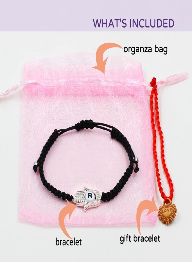 Uloveido Letter R Hand of Fatima Bracelet Hamsa Hand Evil Eye Lucky Charm Protection Bracelets Valentines Gifts for Women Y3791-R - Image 5