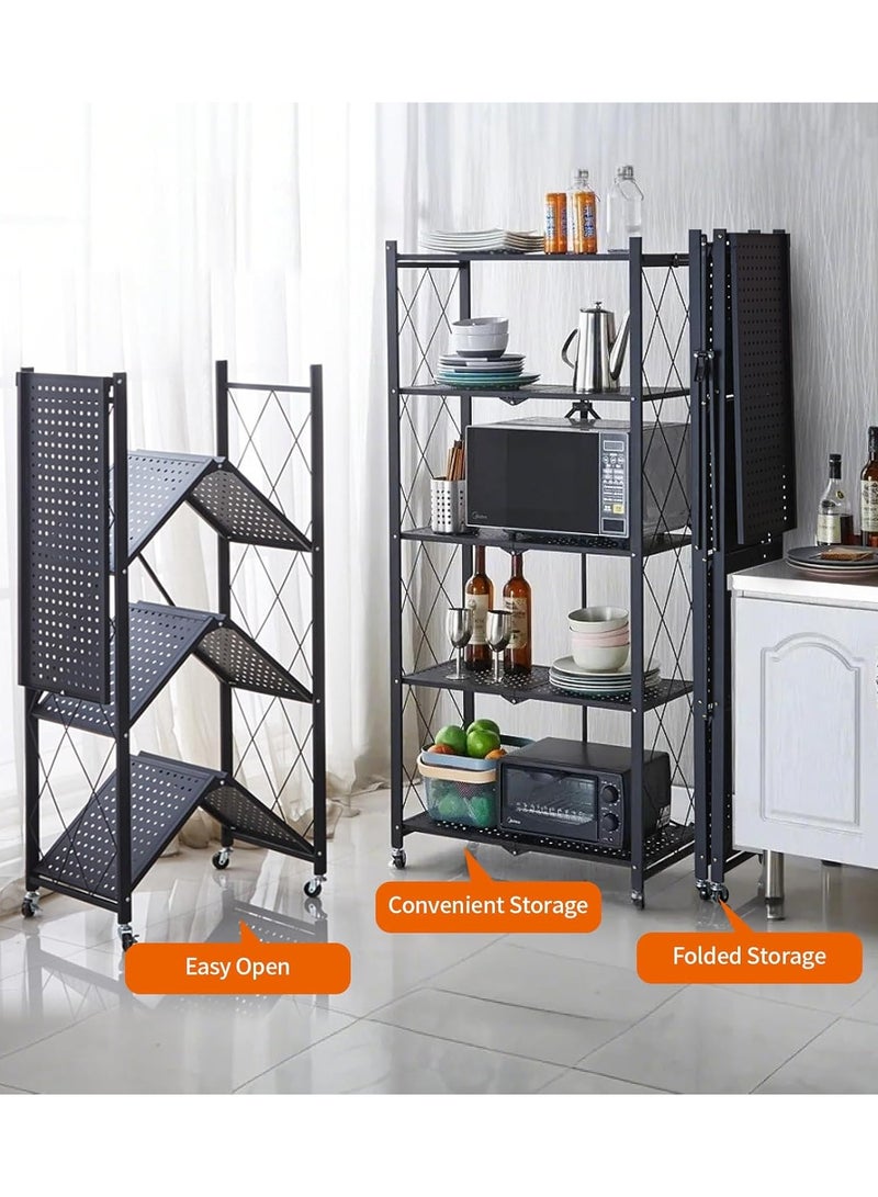 Eworld 5 Tier folding Home Entryway Furniture Shelf Multipurpose Shoe and Clothes Rack Storage Organiser. - Image 4