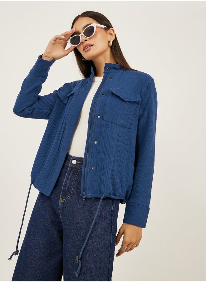 Styli Styli Crinkled Regular Fit Regular Length Jacket with Pockets  - Image 4