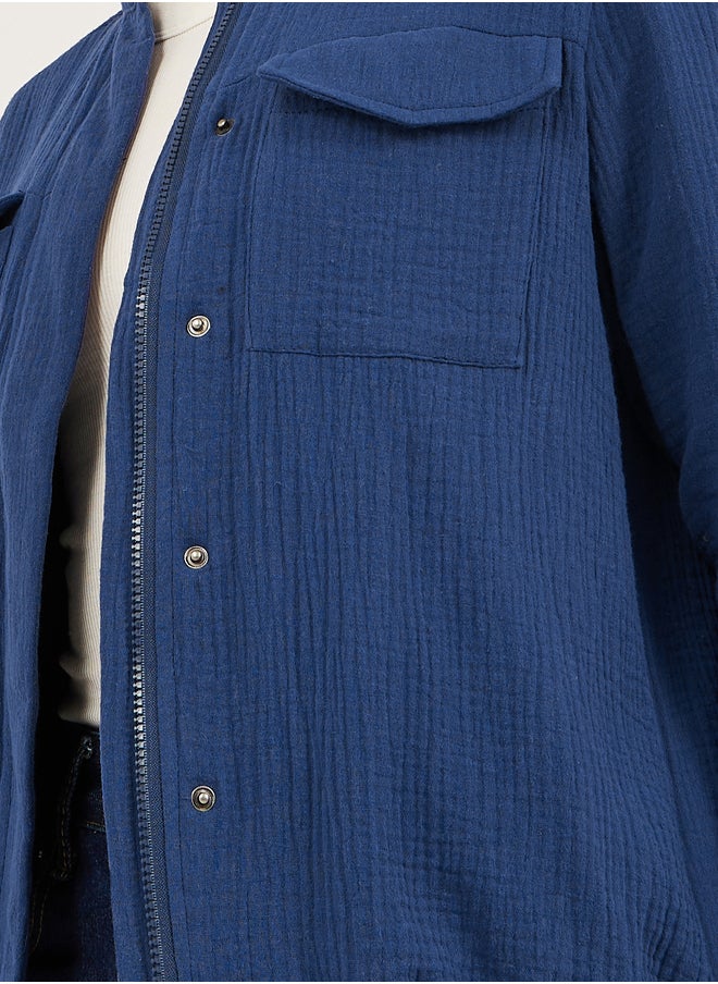 Styli Styli Crinkled Regular Fit Regular Length Jacket with Pockets  - Image 3
