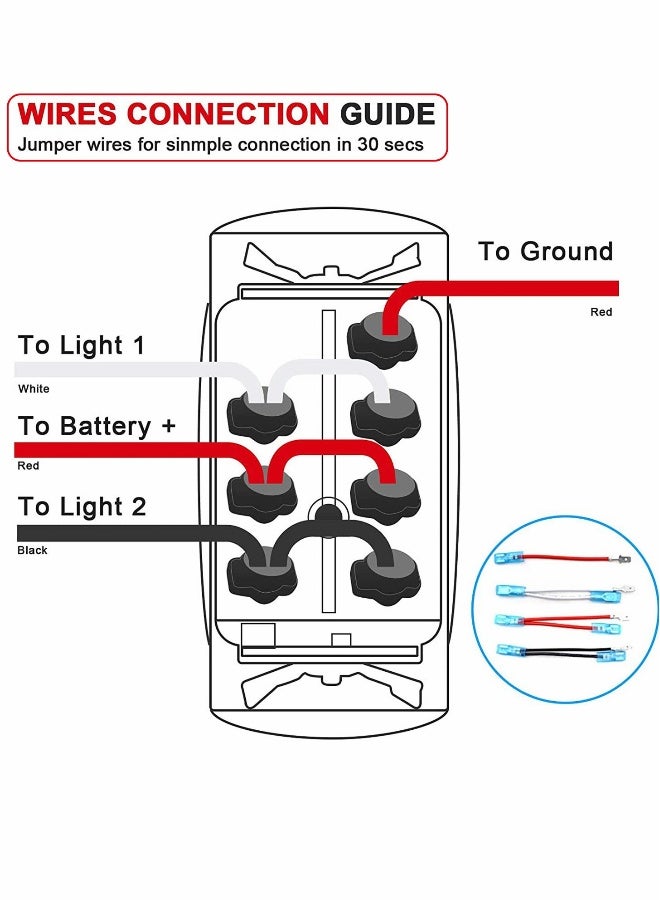 Generic Waterproof Rocker Switch Toggle ON OFF Red LED Light 12V 20A 24V 10A 7Pin with Jumper Wires Set for Automotive Cars Vehicles Marine Boats Trucks Trailers 4x4 Caravans RVs ATV UTV and More  - Image 5