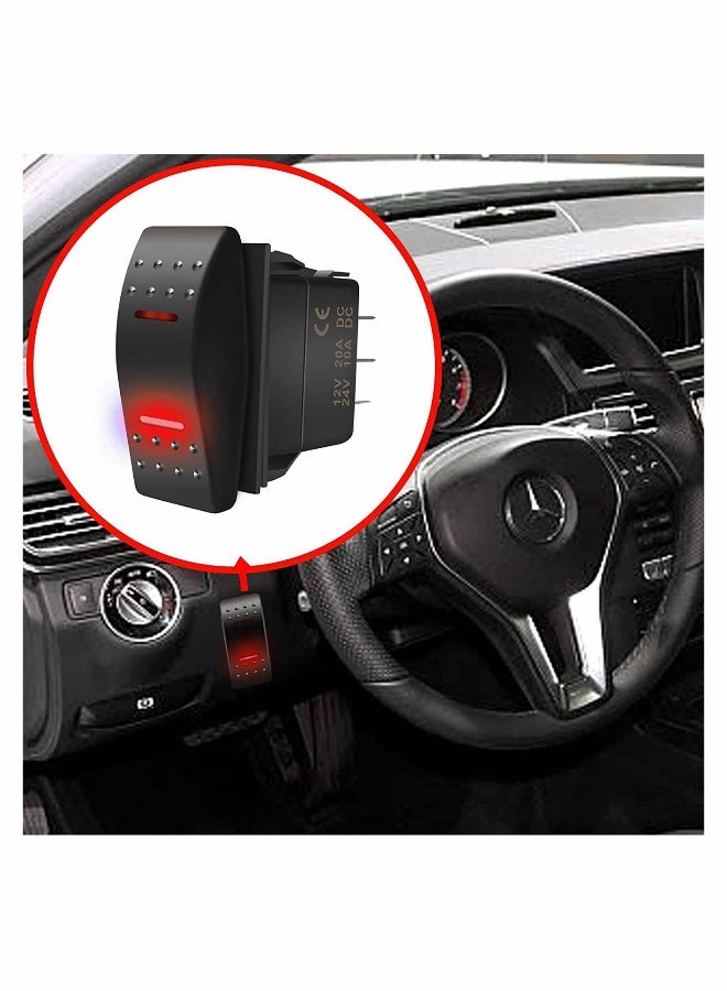 Generic Waterproof Rocker Switch Toggle ON OFF Red LED Light 12V 20A 24V 10A 7Pin with Jumper Wires Set for Automotive Cars Vehicles Marine Boats Trucks Trailers 4x4 Caravans RVs ATV UTV and More  - Image 2