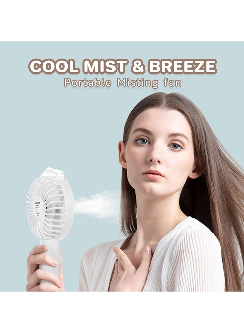 SYOSI Portable Handheld Mist Fan, 4000mAh Battery Powered Mini Misting Fan, 5 Speeds & 2 Sprays, Digital Display, Personal Cooling Water Spray Fan for Office, Outdoor, Travel, White - Image 2