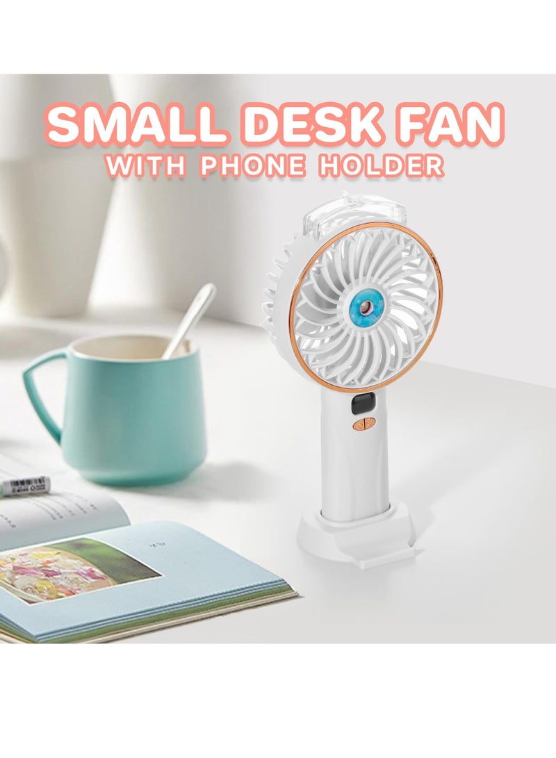 SYOSI Portable Handheld Mist Fan, 4000mAh Battery Powered Mini Misting Fan, 5 Speeds & 2 Sprays, Digital Display, Personal Cooling Water Spray Fan for Office, Outdoor, Travel, White - Image 3
