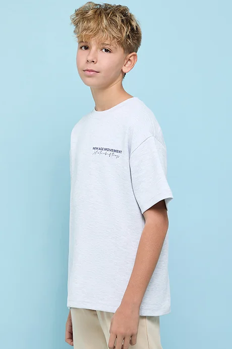 أر أند بي Printed T-Shirt with Crew Neck and Short Sleeves
