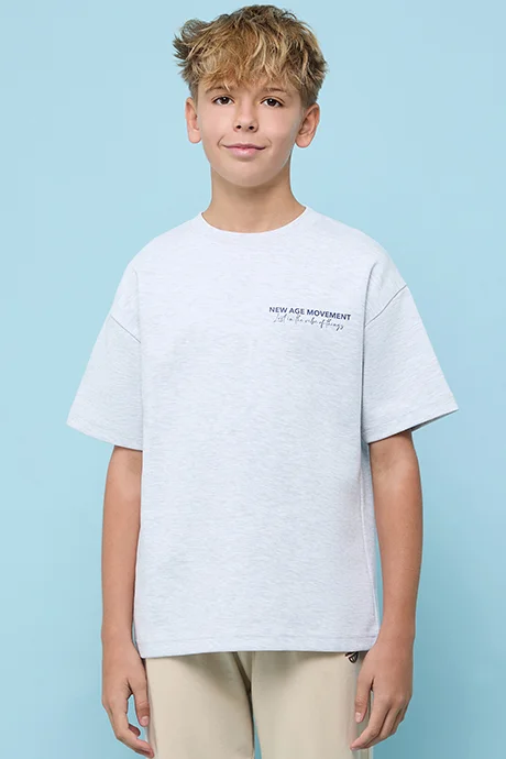 أر أند بي Printed T-Shirt with Crew Neck and Short Sleeves