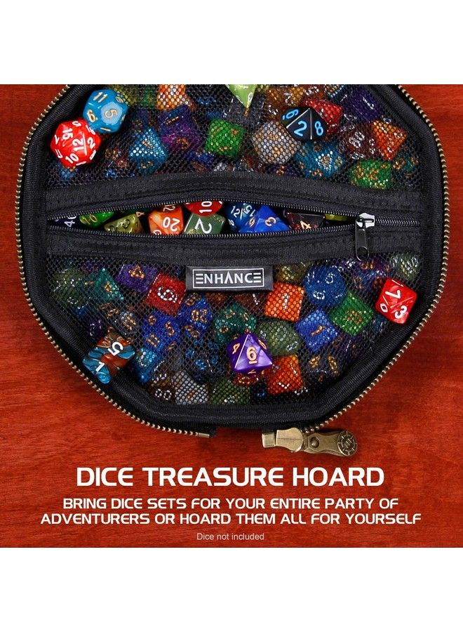 ENHANCE صينية نرد Dnd وحافظة نرد حاملة نرد Dnd لما يصل إلى 150 نرد D&D مع غلاف خارجي صلب متين وداخل ناعم واقي صينية رمي النرد مثالية لليلة الألعاب (أسود) - Image 4