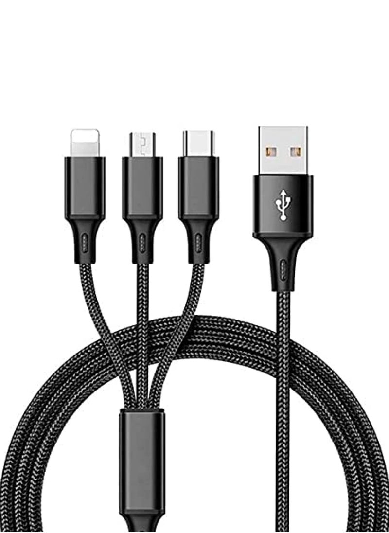 Lindo 3 in 1 Fast Charging 3A Cable For Micro + Lightning + Type-C  - Image 1