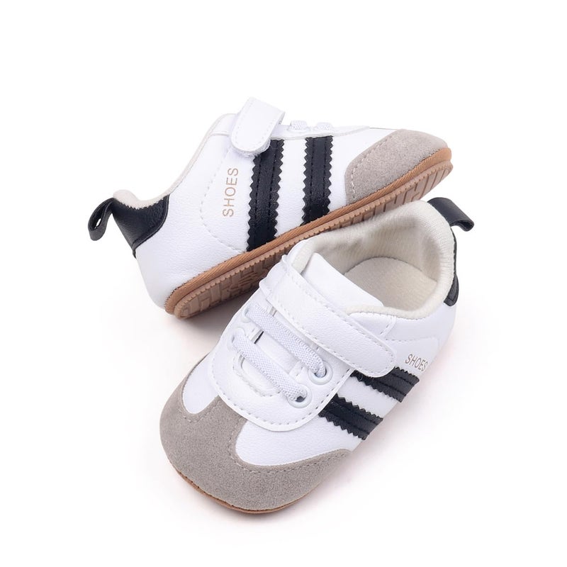 HsdsBebe Baby Boys Girls Oxford Shoes PU Leather Soft Rubber Sole Sneakers Anti-Slip Toddler Ankle Boots Infant Walking Shoes Moccasins(ZZY4233 White,1) - Image 4