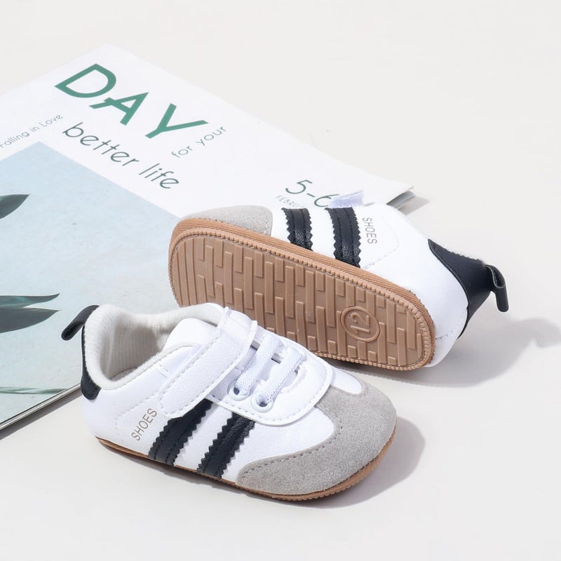 HsdsBebe Baby Boys Girls Oxford Shoes PU Leather Soft Rubber Sole Sneakers Anti-Slip Toddler Ankle Boots Infant Walking Shoes Moccasins(ZZY4233 White,1) - Image 5