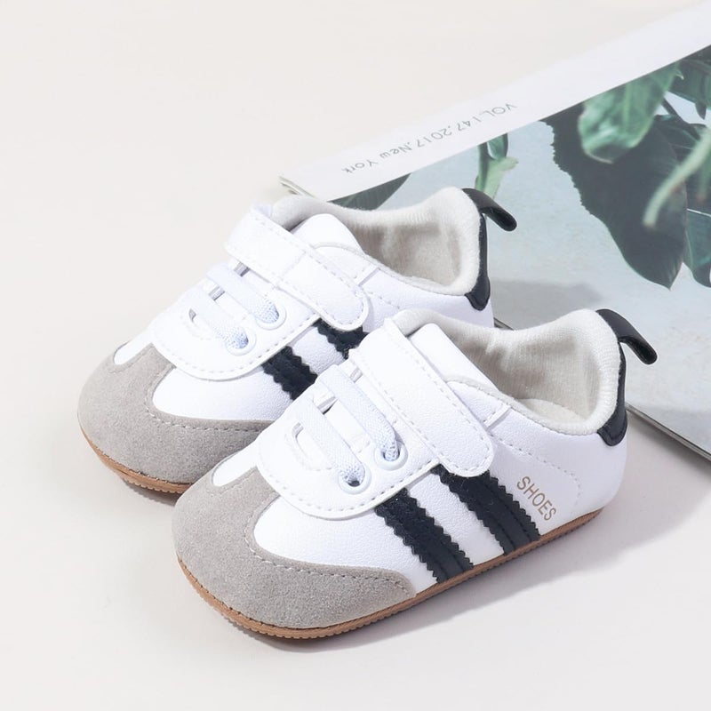 HsdsBebe Baby Boys Girls Oxford Shoes PU Leather Soft Rubber Sole Sneakers Anti-Slip Toddler Ankle Boots Infant Walking Shoes Moccasins(ZZY4233 White,1) - Image 3