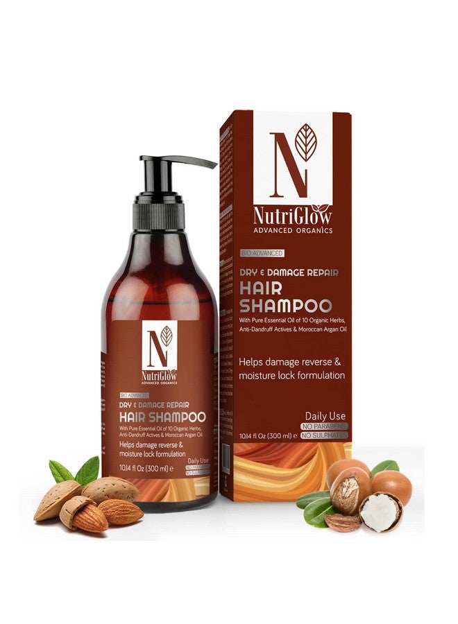 NUTRIGLOW Advanced Organics Bio Dry And Damage Repair Shampoo With Almond Oil For Daily Use, Enhance Hair Volume,Repair Damage Hair, 300 Ml - Image 1