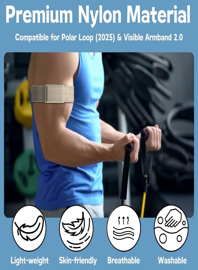 Vanet Bicep Nylon Straps Compatible for Polar Loop Bands/Polar 360 Replacement, Elastic Woven Arm/Ankle Strap Breathable Sport Braided Hook & Loop Wristbands for Visible Armband 2.0 [NO Tracker] - Image 2