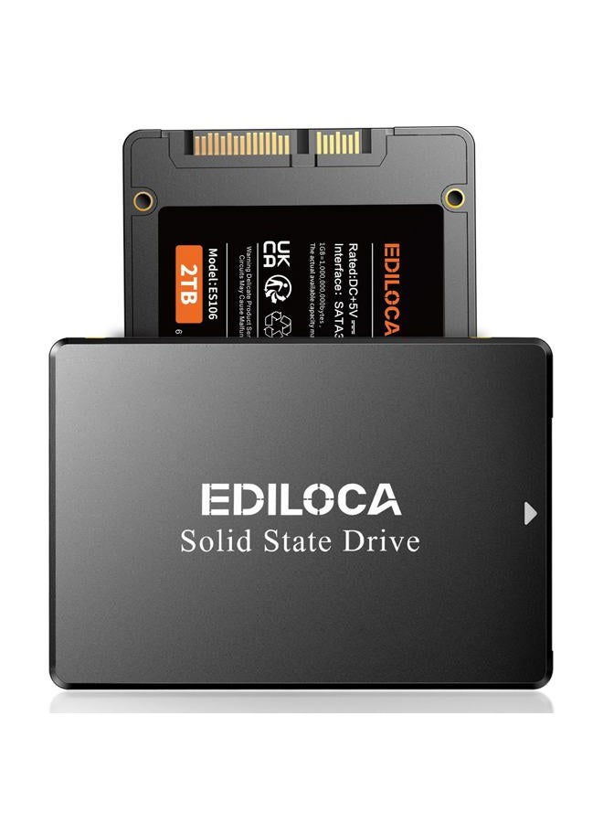 Ediloca ES106 2TB SSD SATA III 6Gb/s 2.5" 3D TLC NAND Flash Internal Hard Drive, Up to 550MB/s Read, Upgrade PC or Laptop Memory and Storage(Black) - Image 1