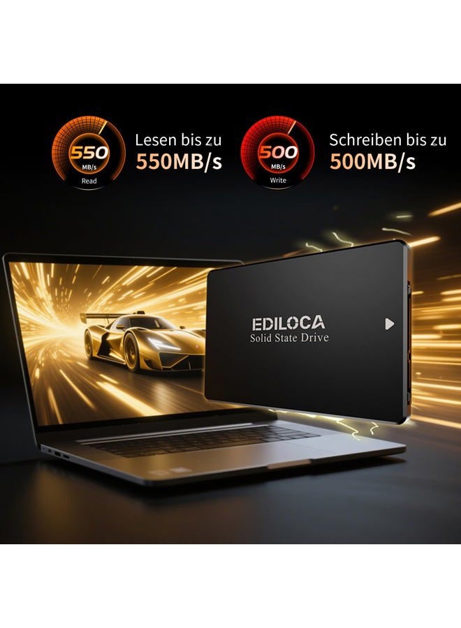 Ediloca ES106 2TB SSD SATA III 6Gb/s 2.5" 3D TLC NAND Flash Internal Hard Drive, Up to 550MB/s Read, Upgrade PC or Laptop Memory and Storage(Black) - Image 4