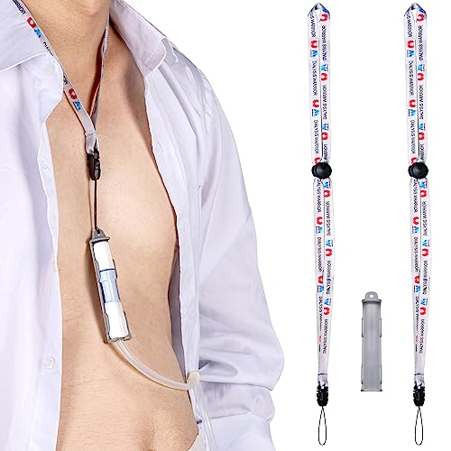 MandMcares Patented Peritoneal Dialysis Transfer Set Holder for Baxter, PD Catheter Holder Belt Accessories, 2 Adjustable Lanyard Neck Cord and 1 Holder Included, Secure Shower Support for Men and Women (Gray) - Image 1