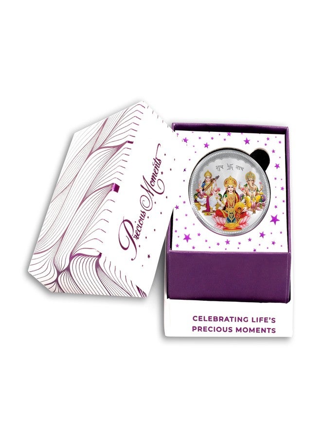 ACPL Precious Moments BIS Hallmarked Laxmi Ganesh Saraswati 10 Gram Silver Coin 999 Pure (10 Gram) - Image 4