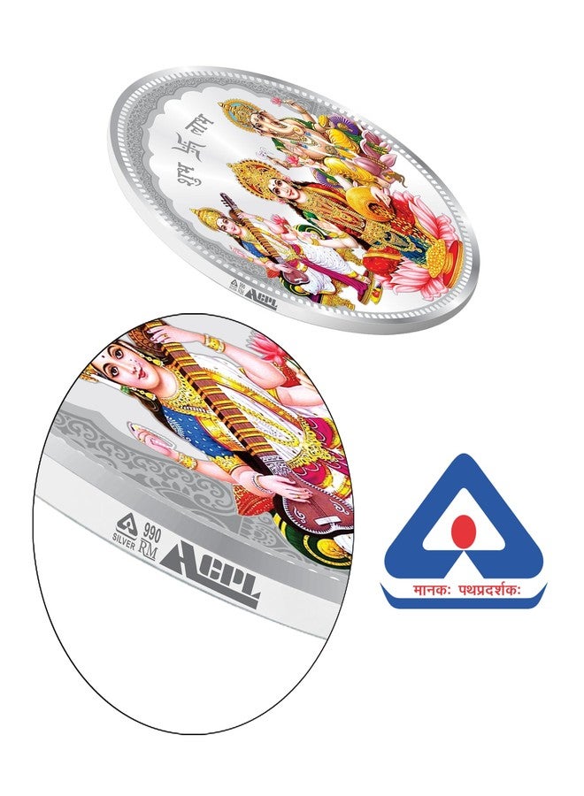 ACPL Precious Moments BIS Hallmarked Laxmi Ganesh Saraswati 10 Gram Silver Coin 999 Pure (10 Gram) - Image 3
