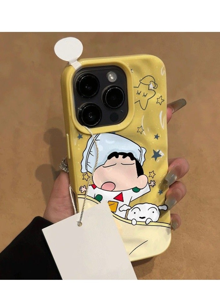 NIBEMINENT Sleep Xiao Xin Protective TPU Case Cover For iPhone 14, Yellow