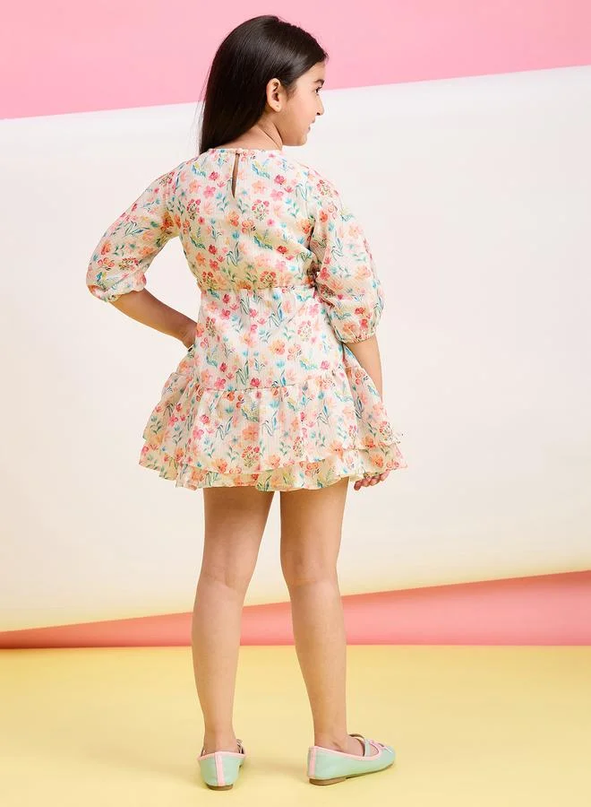 Stylo Bug Stylo Bug Cut-Out Waist Layered Hem Dress