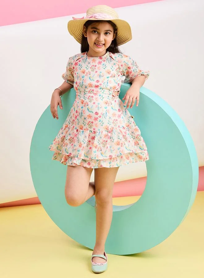 Stylo Bug Stylo Bug Cut-Out Waist Layered Hem Dress