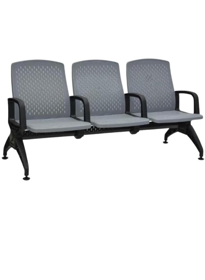 SULSHA 3 Seat Airport Waiting Chair Office Clinic Bench Salon Reception Room Chair (Grey/Black)  - Image 1