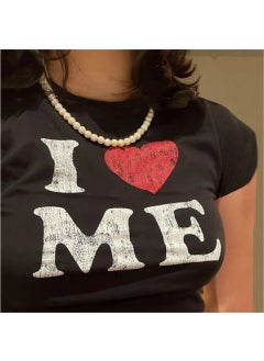 Touz Moda I Love Me Printed Black Crop