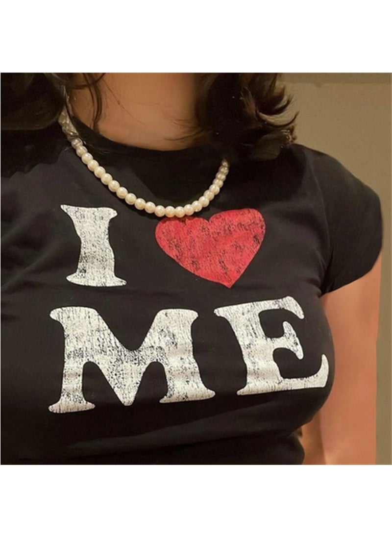 TouzModa - Touz Moda I Love Me Printed Black Crop - Image 1