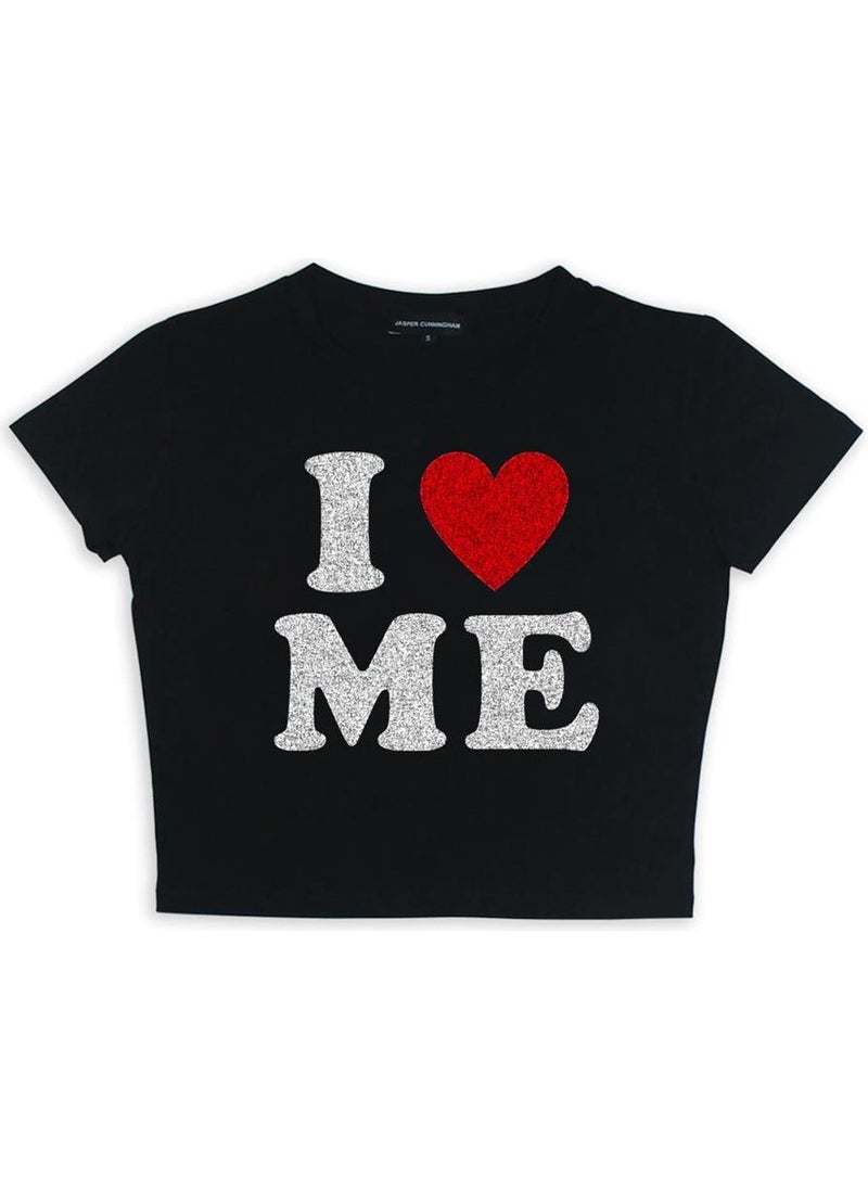 TouzModa - Touz Moda I Love Me Printed Black Crop - Image 1