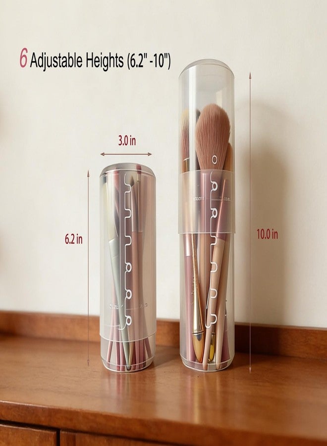 Karyluky Retractable Travel Makeup Brush Holder, Clear Plastic Brush Cup with Lid, Portable Brushes Organizer for Makeup Artists | Vanity, Multi-Purpose Pen Pencil Container & Straw Holder, 3pcs - Image 4