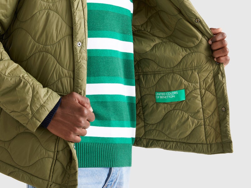 Benetton Men Quilted Jacket With Collar - Image 5